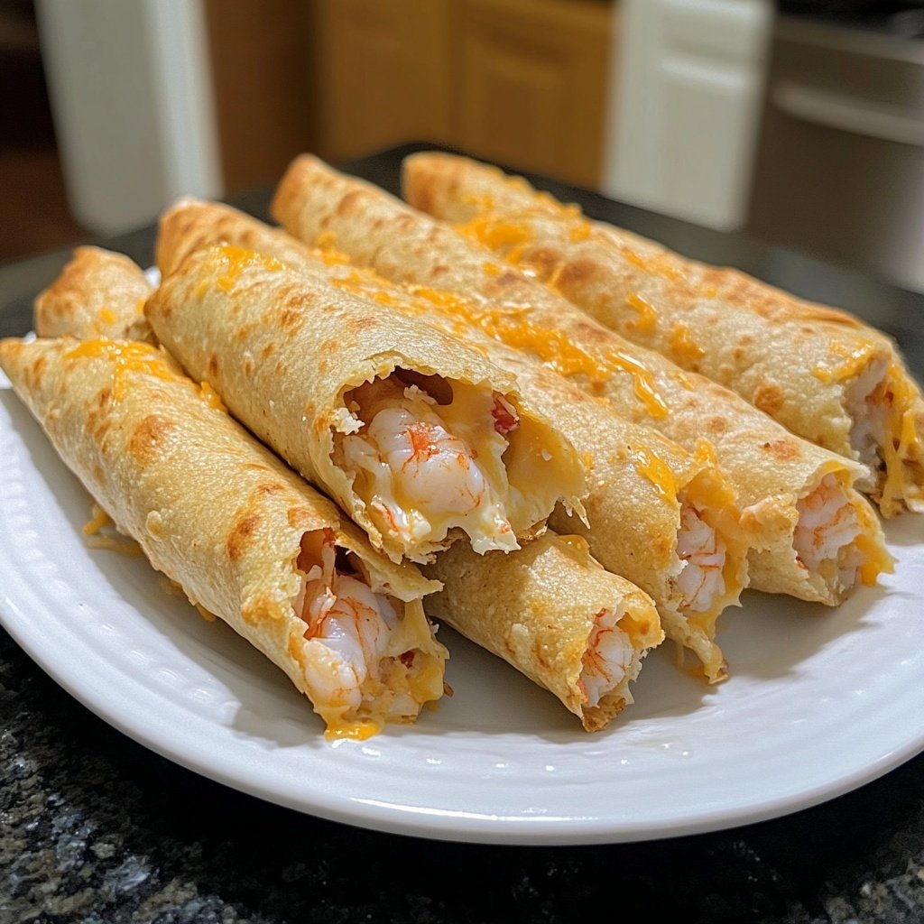 Crispy Crab And Shrimp Queso Taquitos