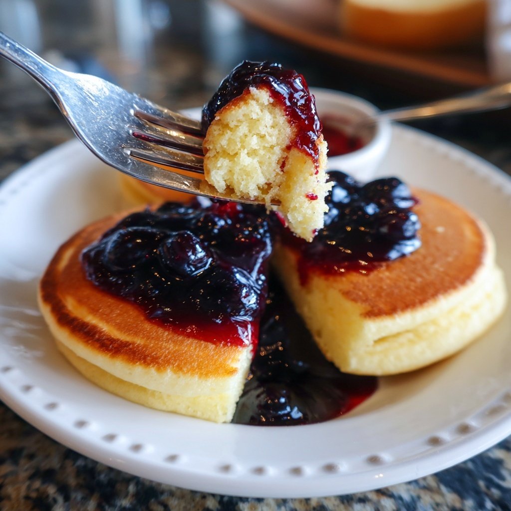 Lemon Ricotta Pancakes with Blueberry Syrup