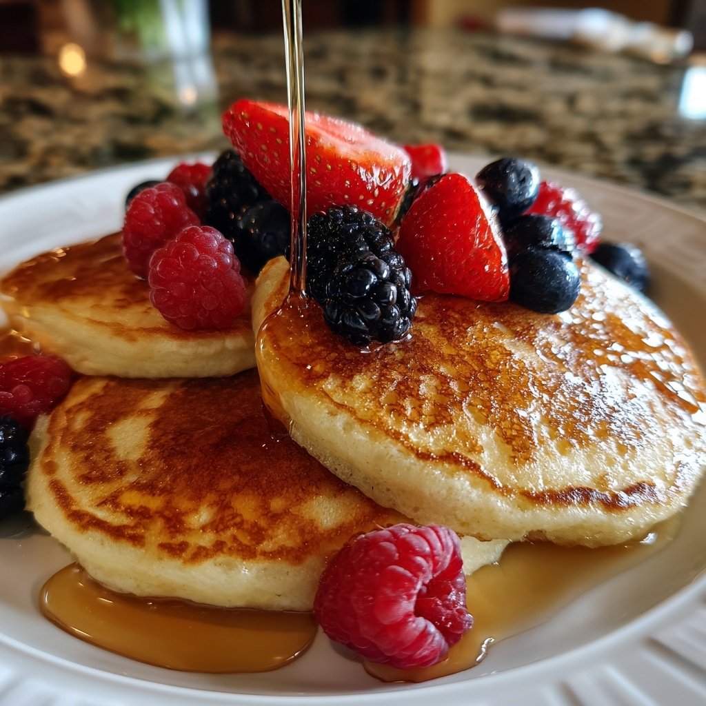 Fluffy Lemon Ricotta Pancakes with Berries​