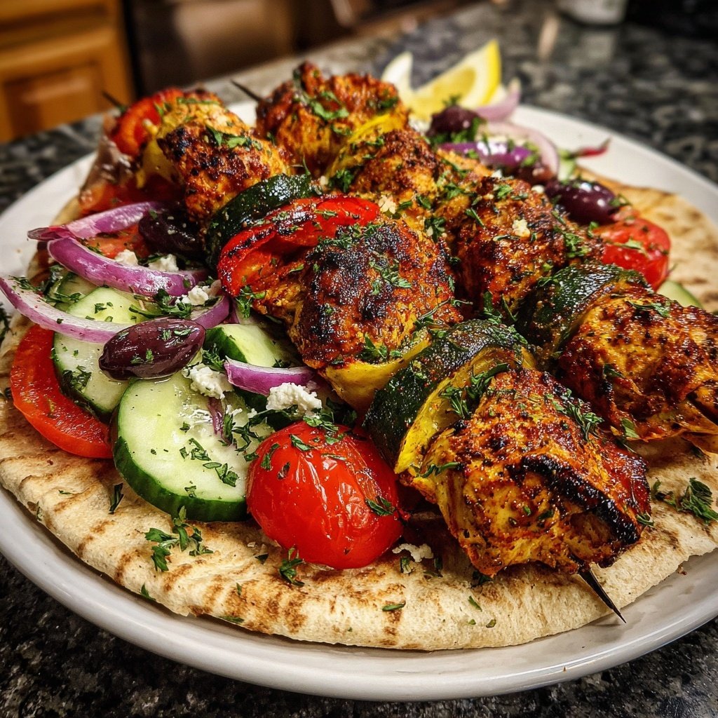 Greek Chicken Souvlaki Platter