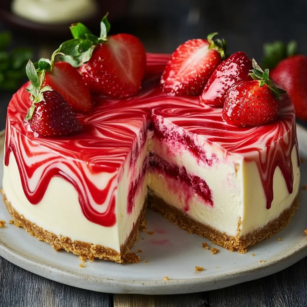 Strawberry Swirl Cheesecake