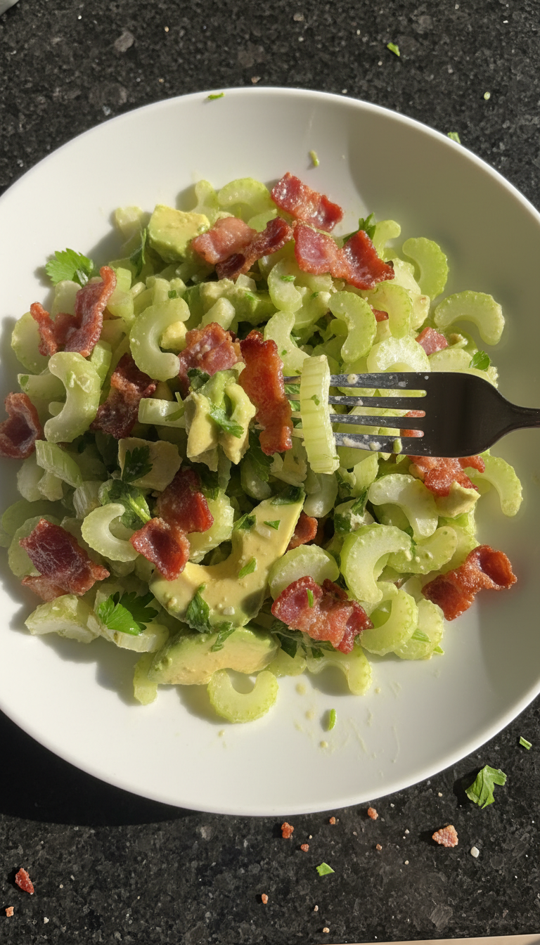 Celery Salad with Bacon and Avocado