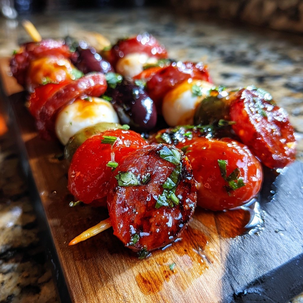 Antipasto Skewers with Italian Dressing