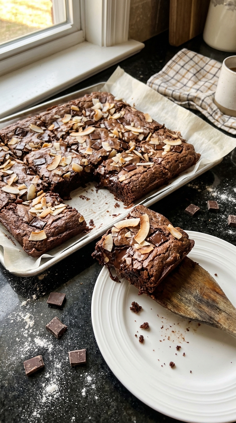 Chocolate Coconut Sourdough Brownies