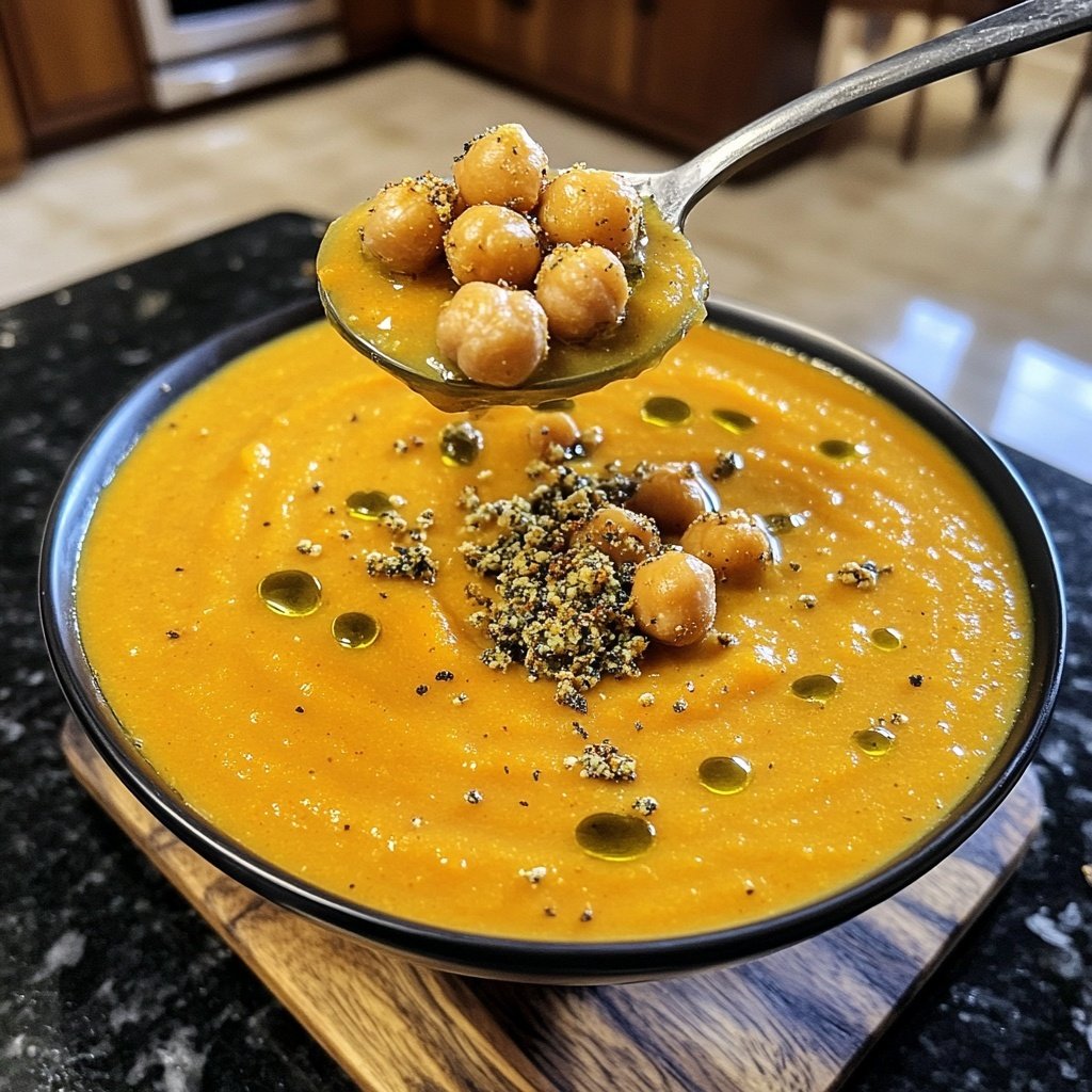 Roasted Carrot Soup with Za'atar and Chickpeas