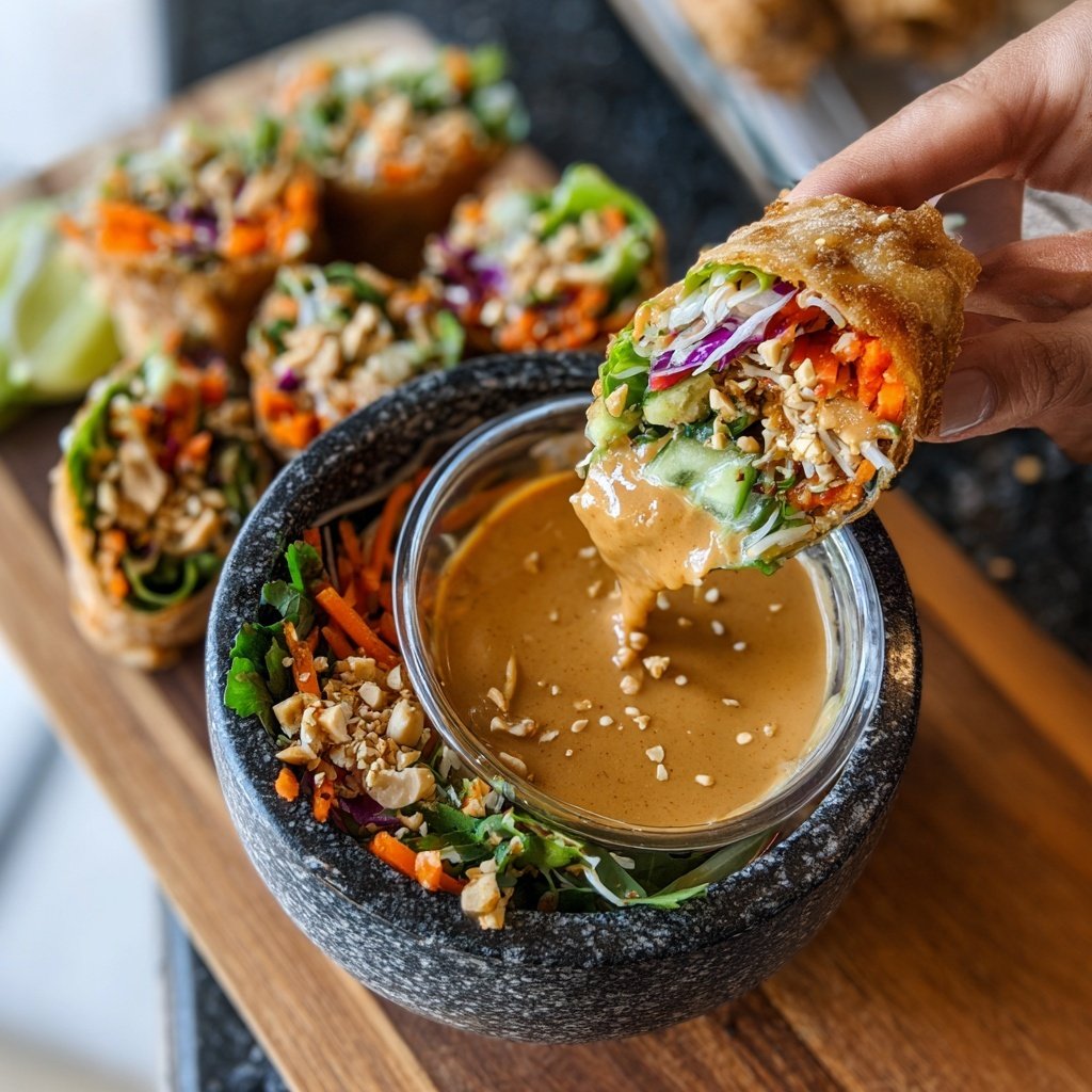 Spring Roll Bowl with Peanut Sauce