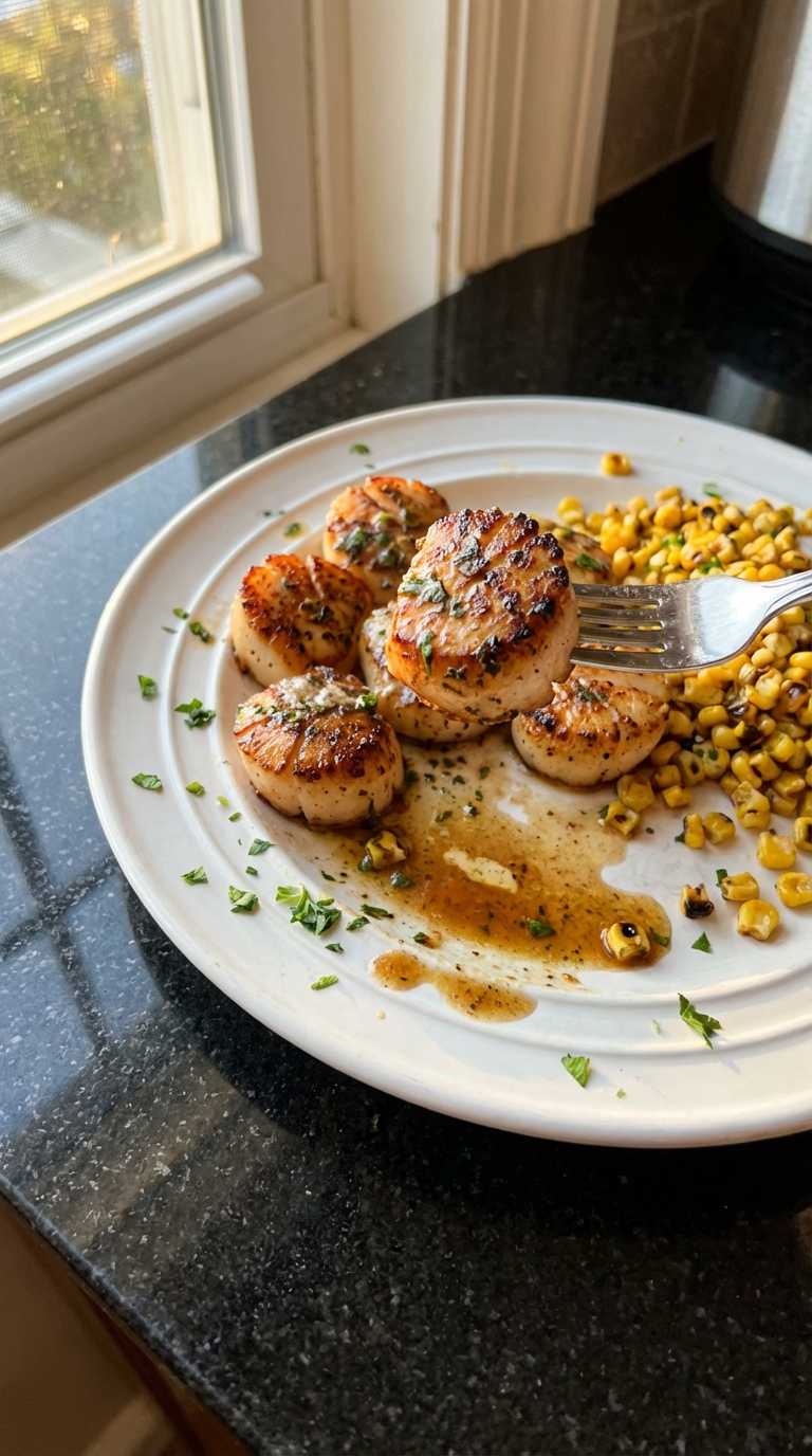 Seared Scallops with Roasted Corn