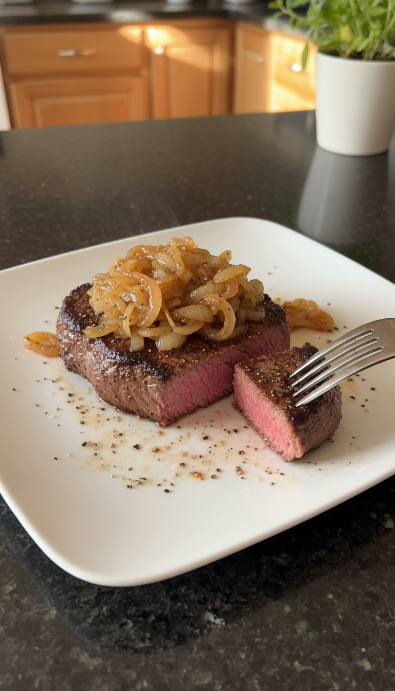Filet Mignon with Caramelized Onions