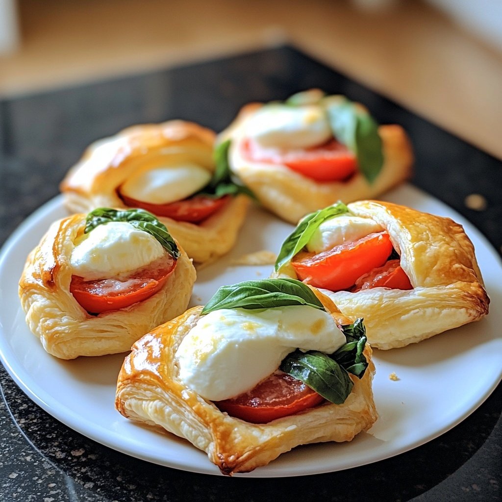 Baked Caprese Bites Puff Pastry