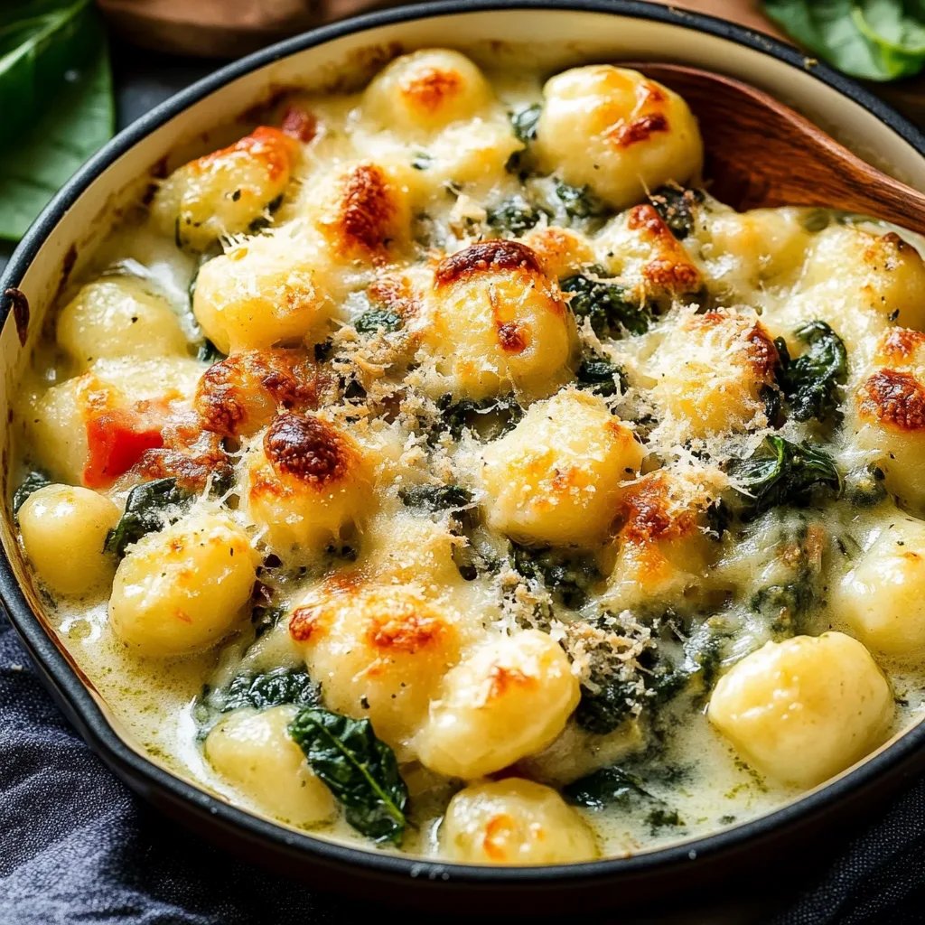 Creamy Pesto & Spinach Gnocchi Bake