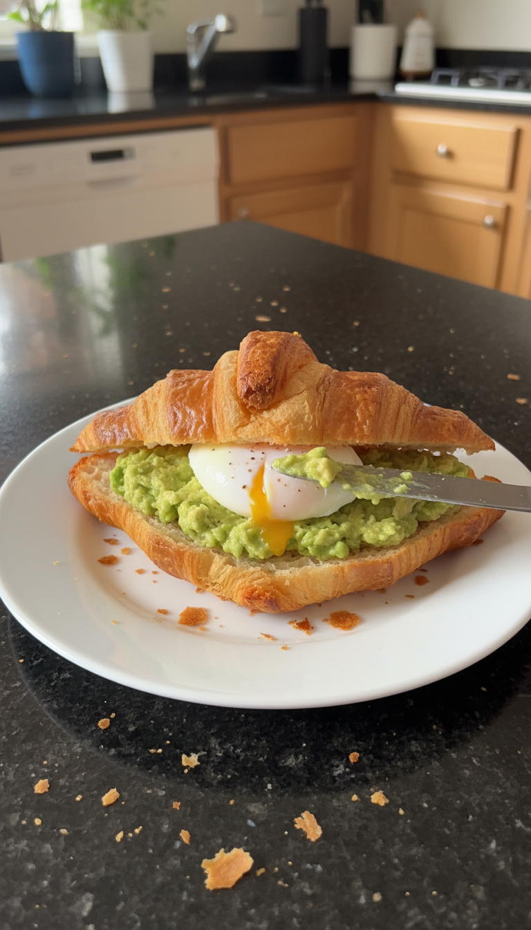 Avocado Egg Croissant Sandwich